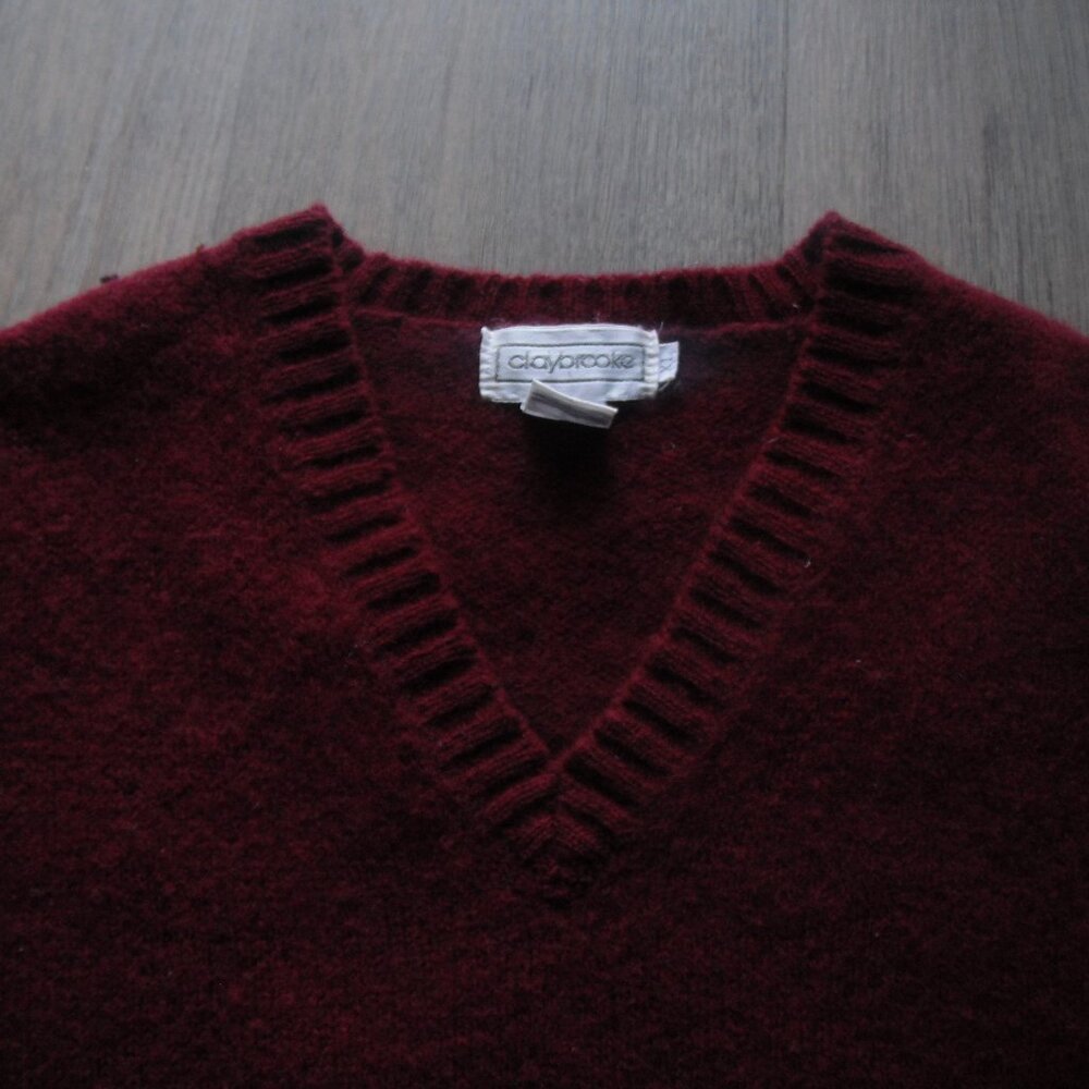 Claybrooke Mens XL Red Maroon 100% Lambswool SweaterVest Excellent Condition VTG